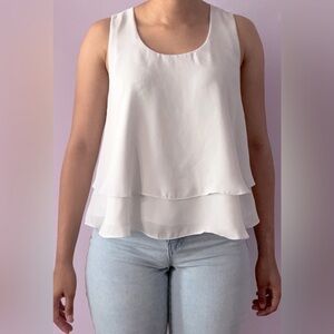 Small, white Ann Taylor dress shirt, tank top.